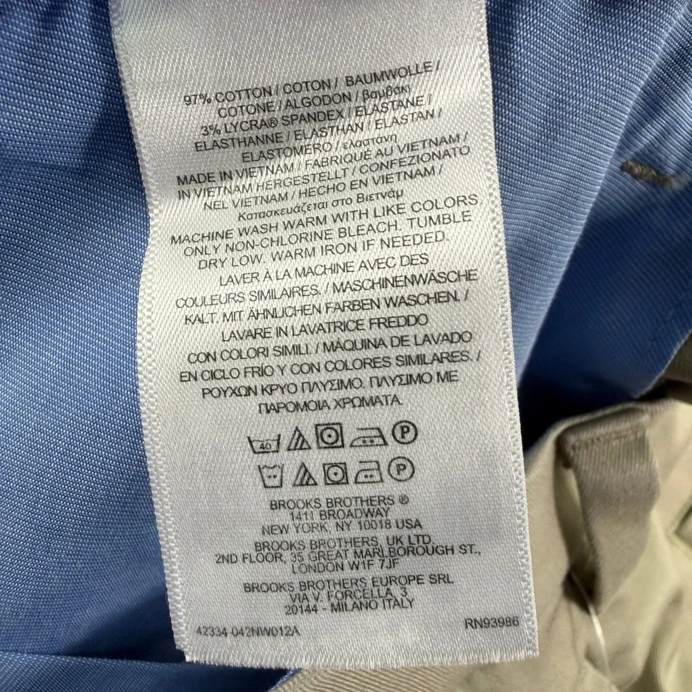 Brooks Brothers Pants Men 40x29.5 Lightweight Advantage Chino Stretch Elliot Fit